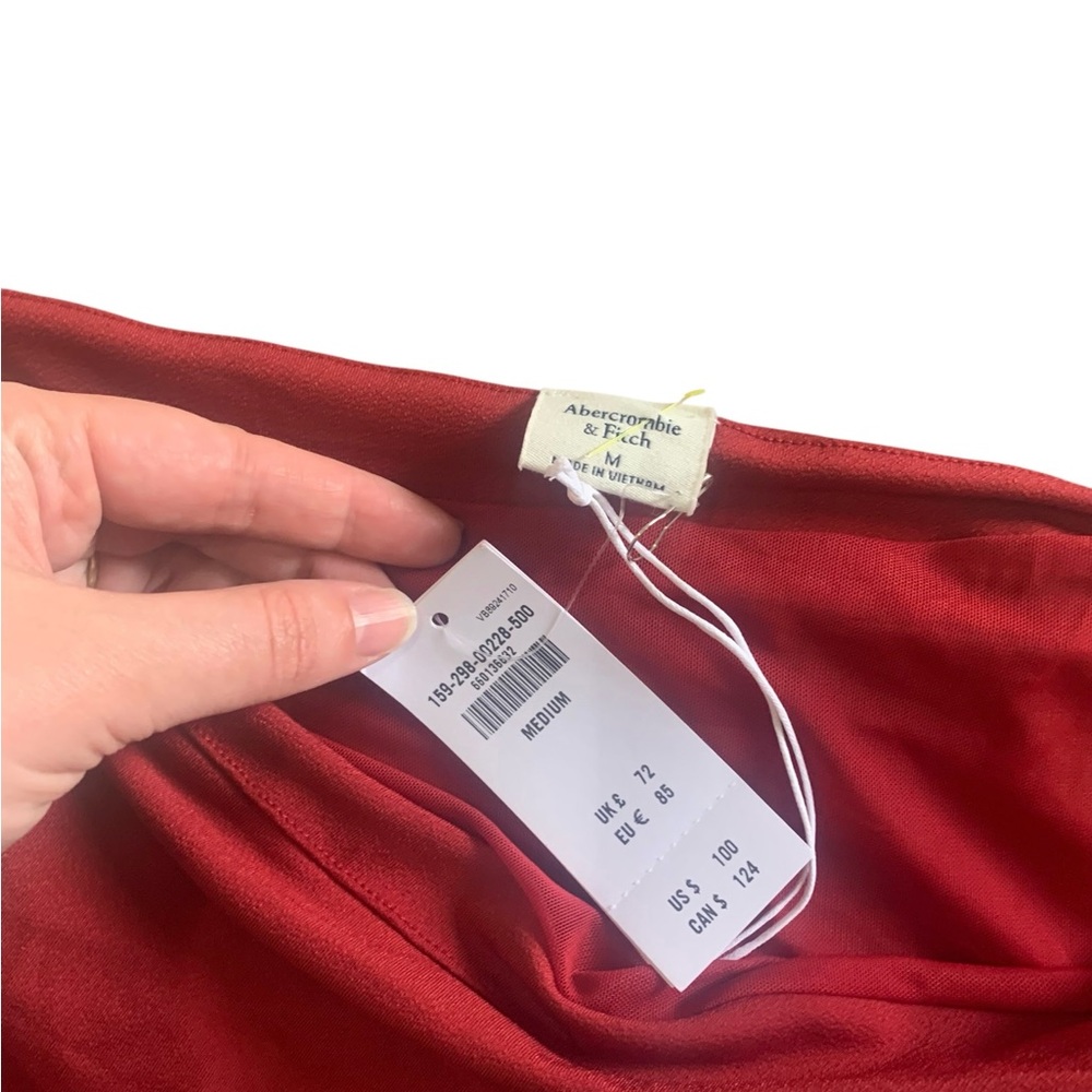 Abercrombie Asymmetrical Draped Red Maxi Dress NWT size M - Picture 6 of 6
